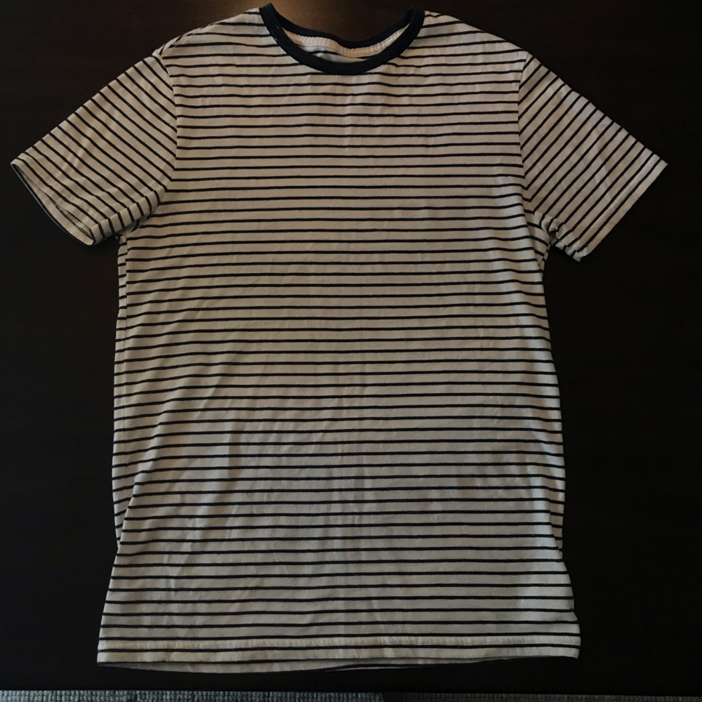 Goodfellow and Co. cream/navy striped shirt
